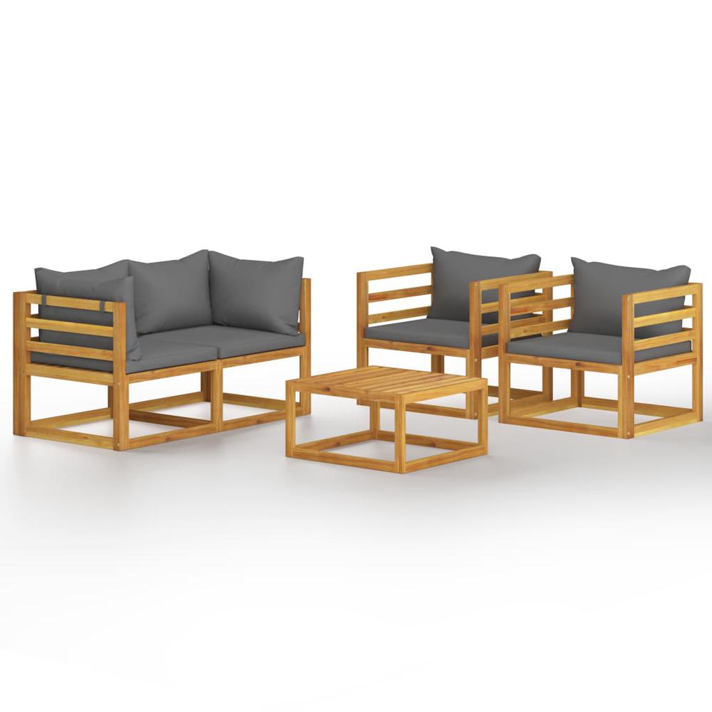 vidaXL 5 Piece Garden Lounge Set with Cushion Solid Acacia Wood, 3057609