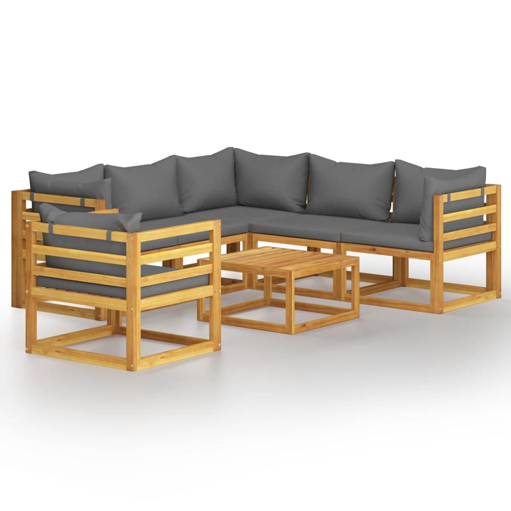 vidaXL 7 Piece Garden Lounge Set with Cushion Solid Acacia Wood, 3057613