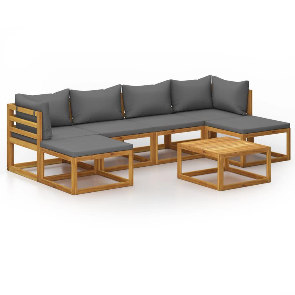 vidaXL 7 Piece Garden Lounge Set with Cushion Solid Acacia Wood, 3057621