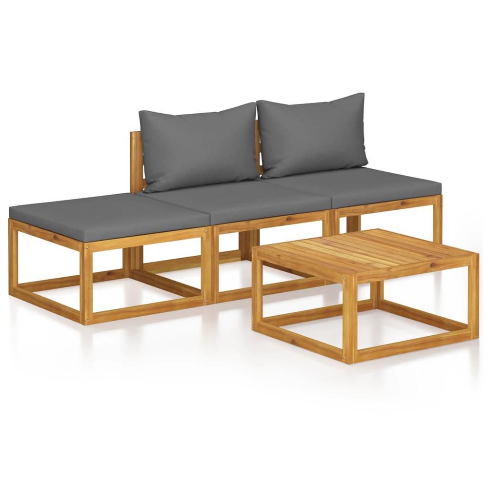 vidaXL 4 Piece Garden Lounge Set with Cushion Solid Acacia Wood, 3057627