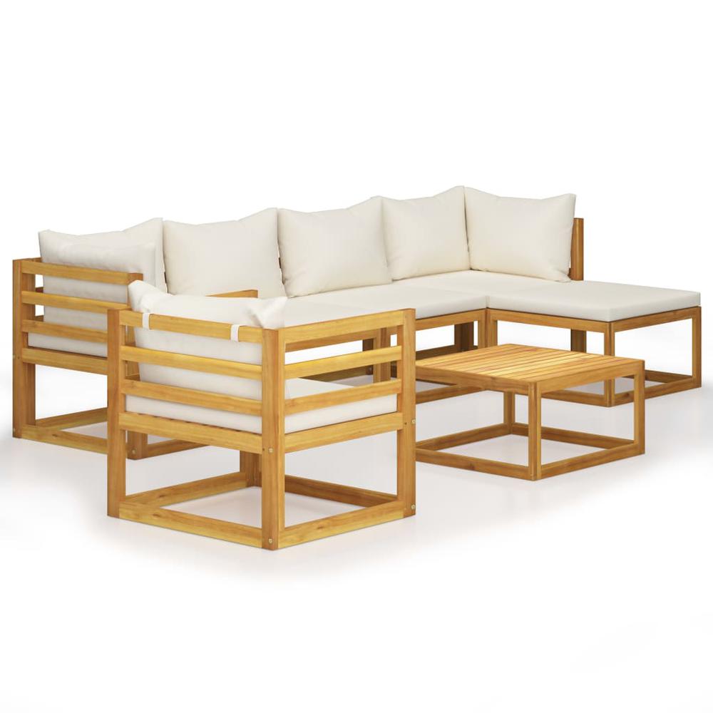 vidaXL 7 Piece Garden Lounge Set with Cushion Cream Solid Acacia Wood, 3057637