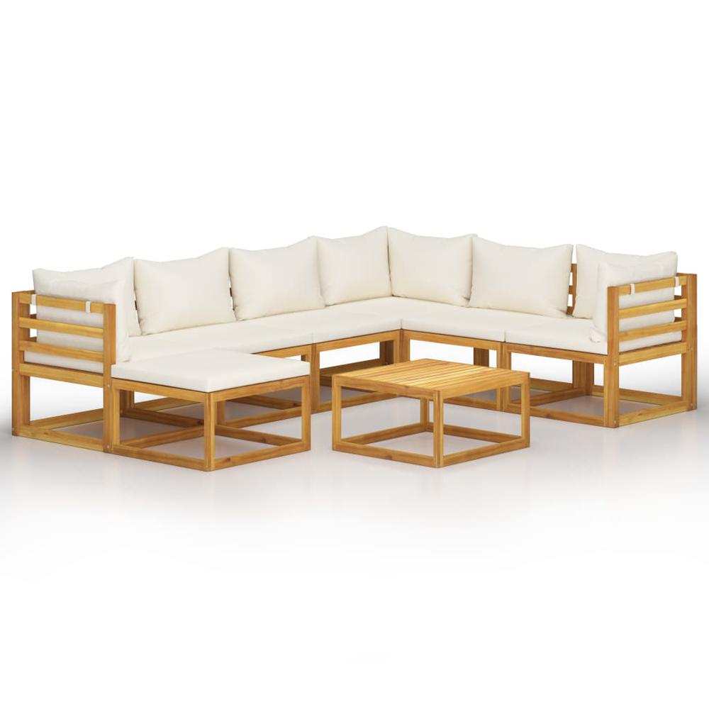 vidaXL 8 Piece Garden Lounge Set with Cushion Cream Solid Acacia Wood, 3057646