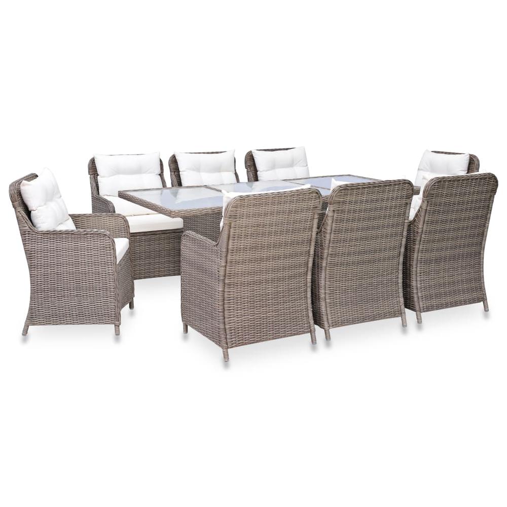 vidaXL 9 Piece Outdoor Dining Set Poly Rattan Brown, 3057797