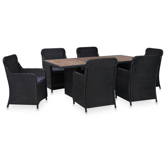 vidaXL 7 Piece Outdoor Dining Set Poly Rattan Black, 3057804