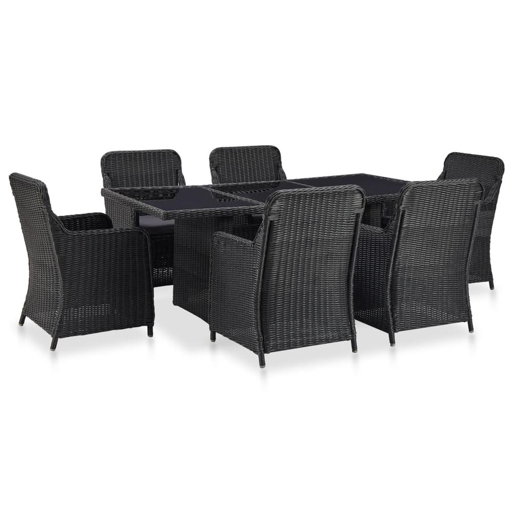 vidaXL 7 Piece Outdoor Dining Set Poly Rattan Black, 3057808