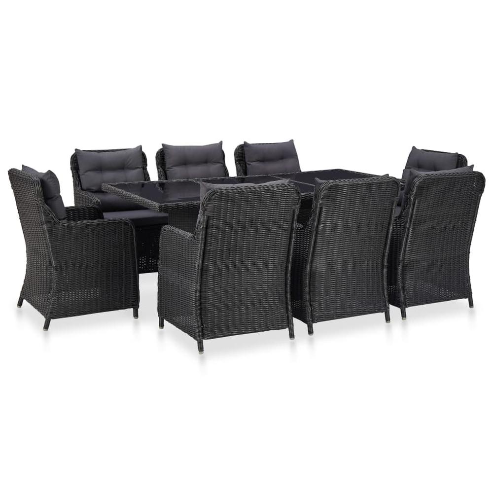 vidaXL 9 Piece Outdoor Dining Set Poly Rattan Black, 3057809