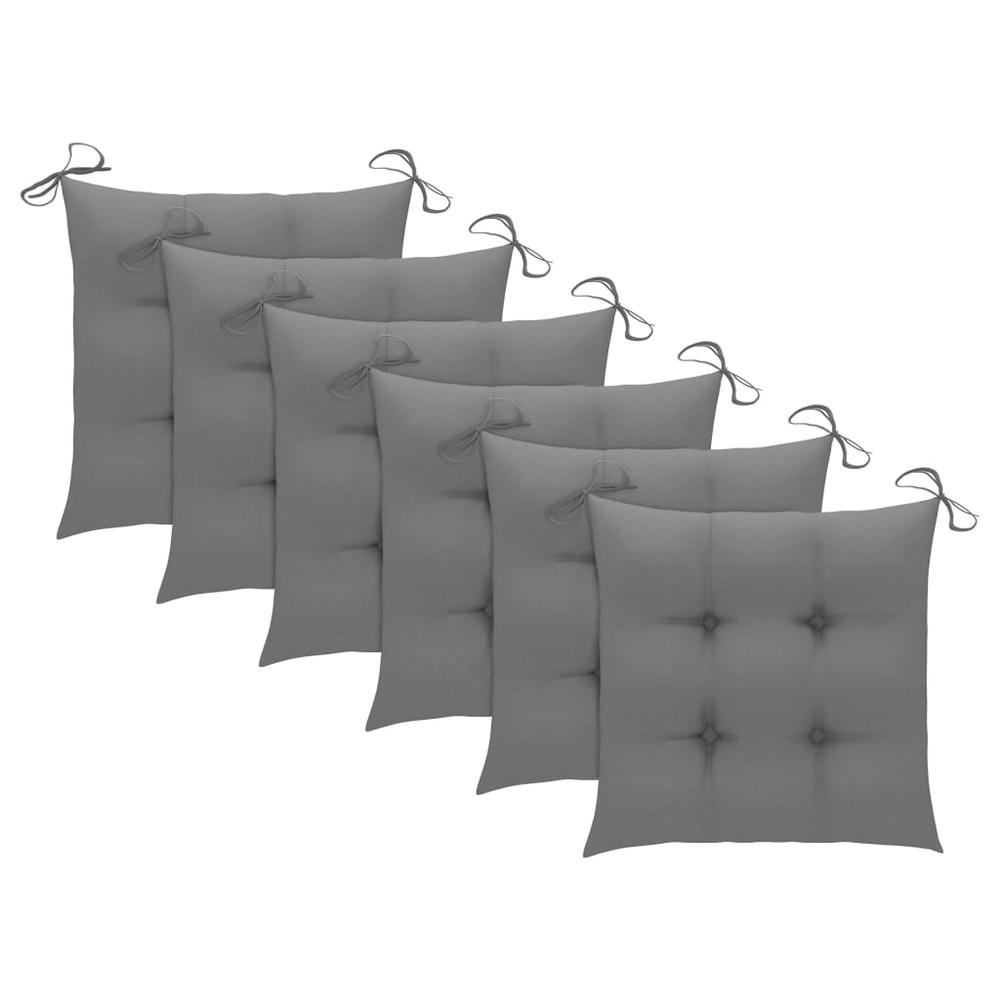 vidaXL Chair Cushions 6 pcs Gray 15.7"x15.7"x2.8" Fabric, 314865