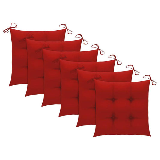 vidaXL Chair Cushions 6 pcs Red 15.7"x15.7"x2.8" Fabric, 314880