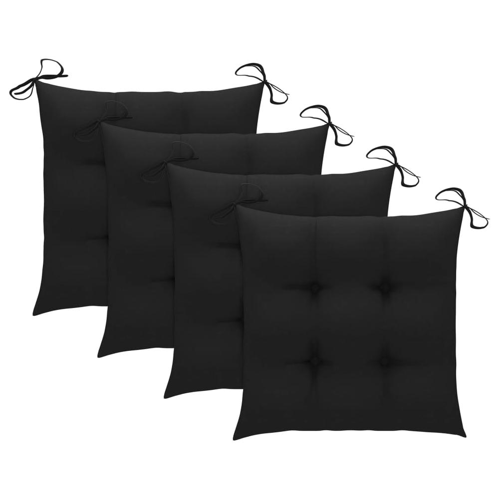 vidaXL Chair Cushions 4 pcs Black 15.7"x15.7"x2.8" Fabric, 314882