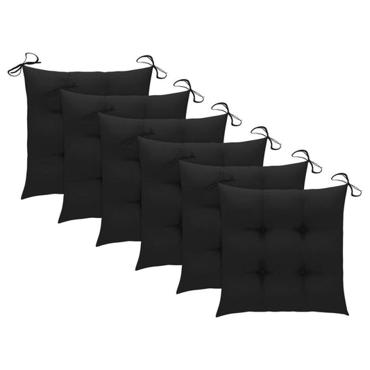 vidaXL Chair Cushions 6 pcs Black 15.7"x15.7"x2.8" Fabric, 314883