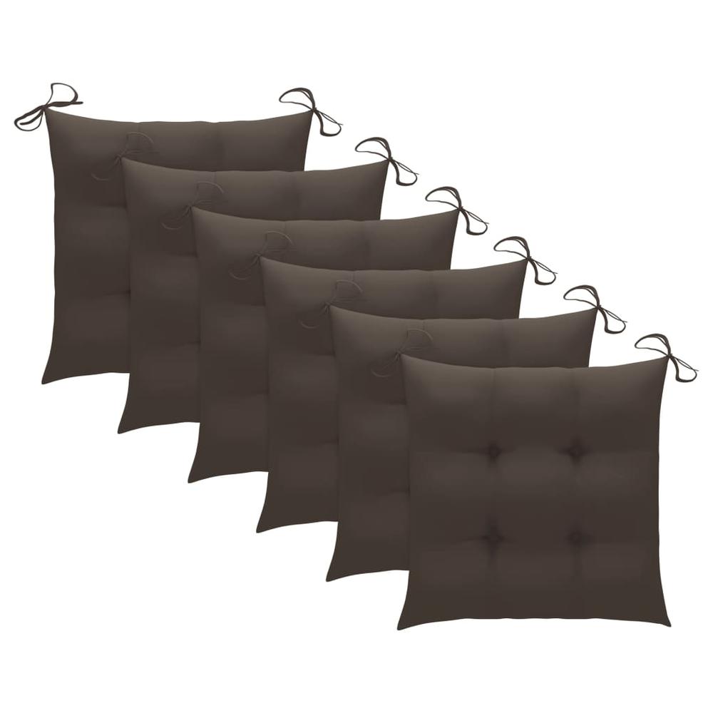 vidaXL Chair Cushions 6 pcs Taupe 15.7"x15.7"x2.8" Fabric, 314886