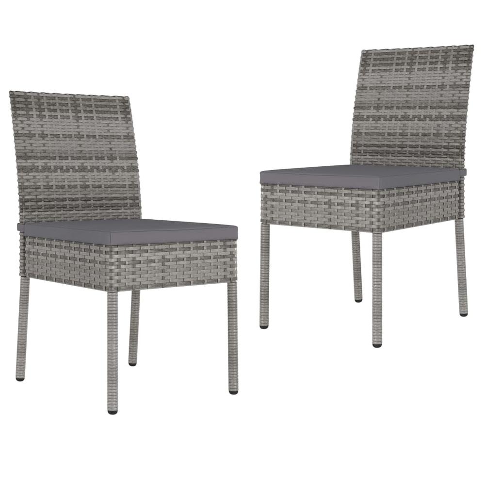 vidaXL Garden Dining Chairs 2 pcs Poly Rattan Gray, 315108