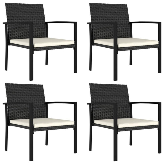 vidaXL Garden Dining Chairs 4 pcs Poly Rattan Black, 315111