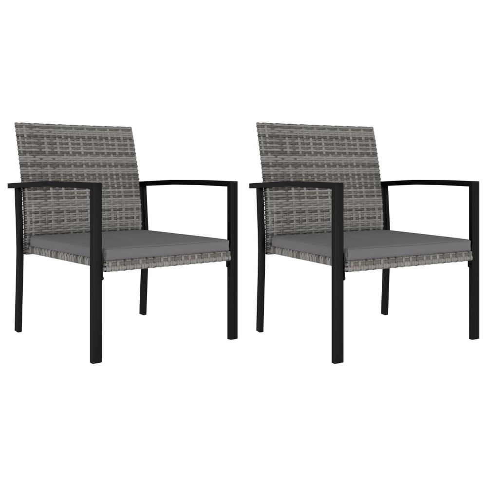 vidaXL Garden Dining Chairs 2 pcs Poly Rattan Gray, 315112