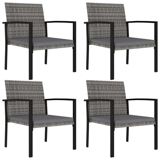 vidaXL Garden Dining Chairs 4 pcs Poly Rattan Gray, 315113