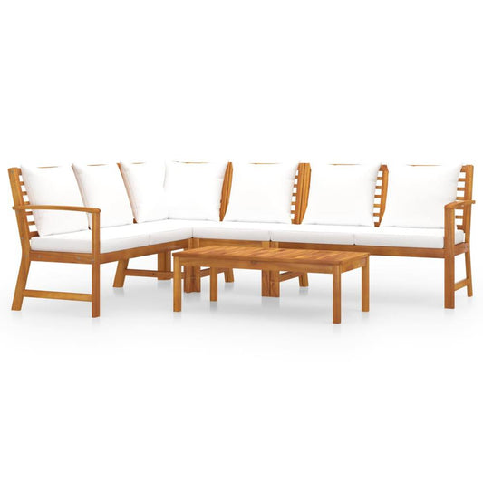 vidaXL 5 Piece Garden Lounge Set with Cushion Cream Solid Acacia Wood 7773