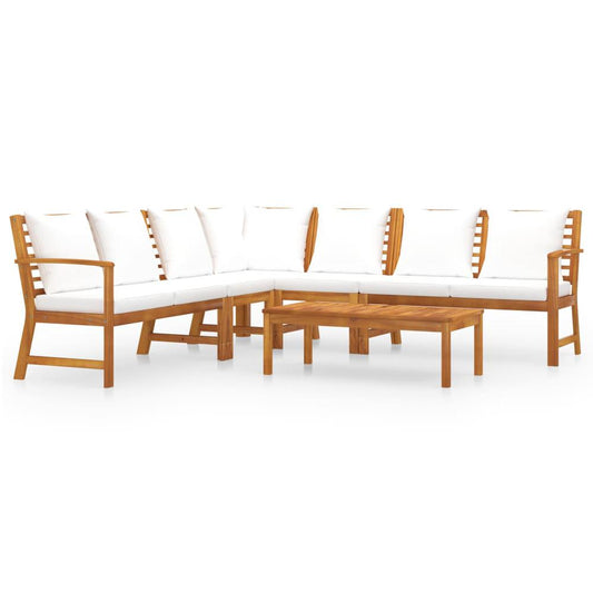 vidaXL 6 Piece Garden Lounge Set with Cushion Cream Solid Acacia Wood 7774