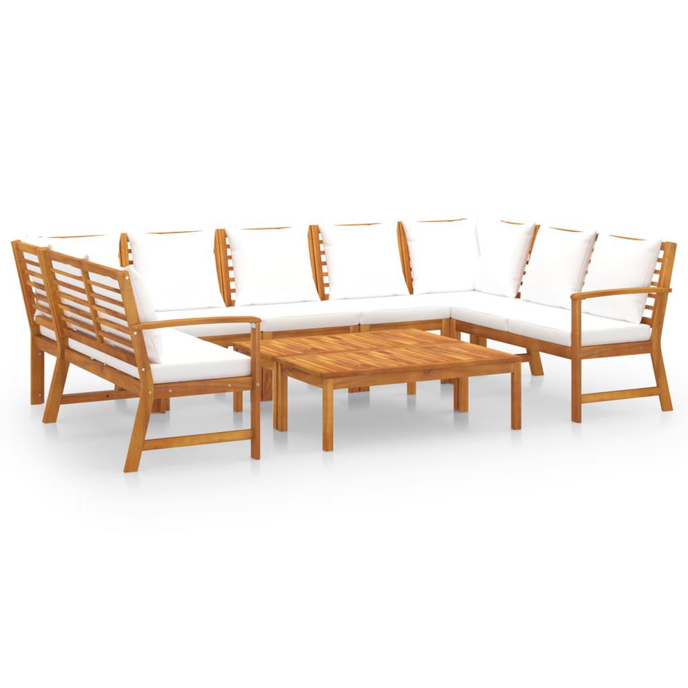 vidaXL 9 Piece Garden Lounge Set with Cushion Cream Solid Acacia Wood 7775