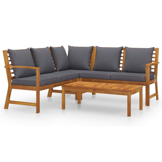 vidaXL 4 Piece Garden Lounge Set with Cushion Solid Acacia Wood 7776