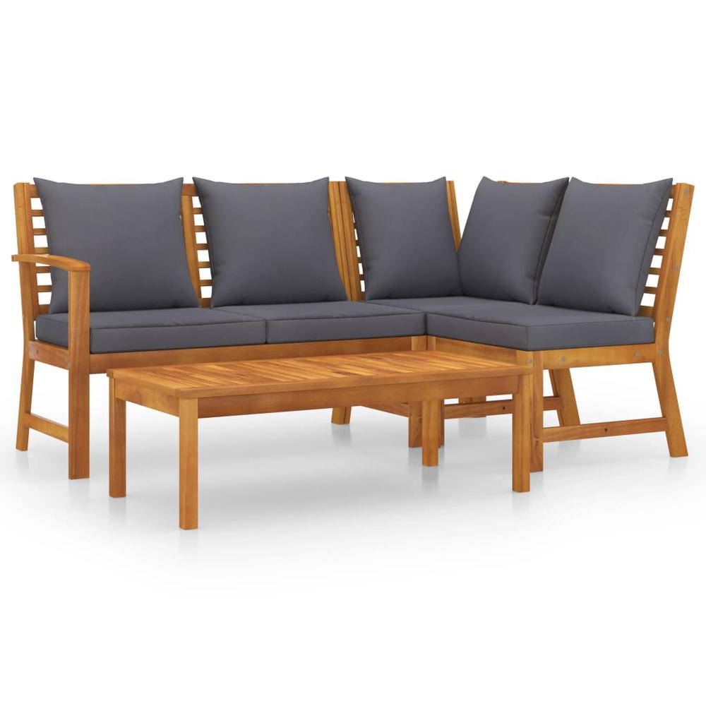 vidaXL 4 Piece Garden Lounge Set with Cushion Solid Acacia Wood 7778