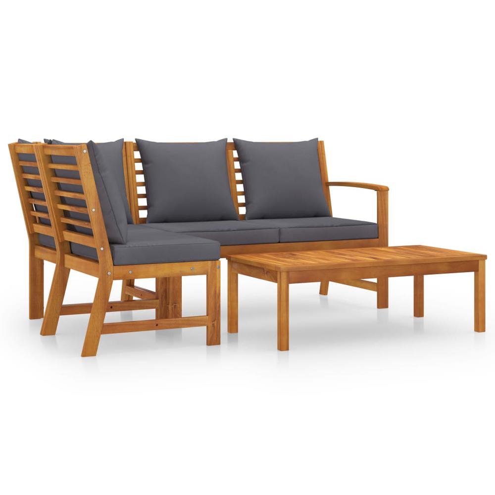 vidaXL 4 Piece Garden Lounge Set with Cushion Solid Acacia Wood 7779