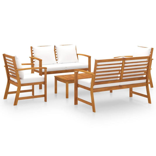 vidaXL 5 Piece Garden Lounge Set with Cushion Solid Acacia Wood 7786