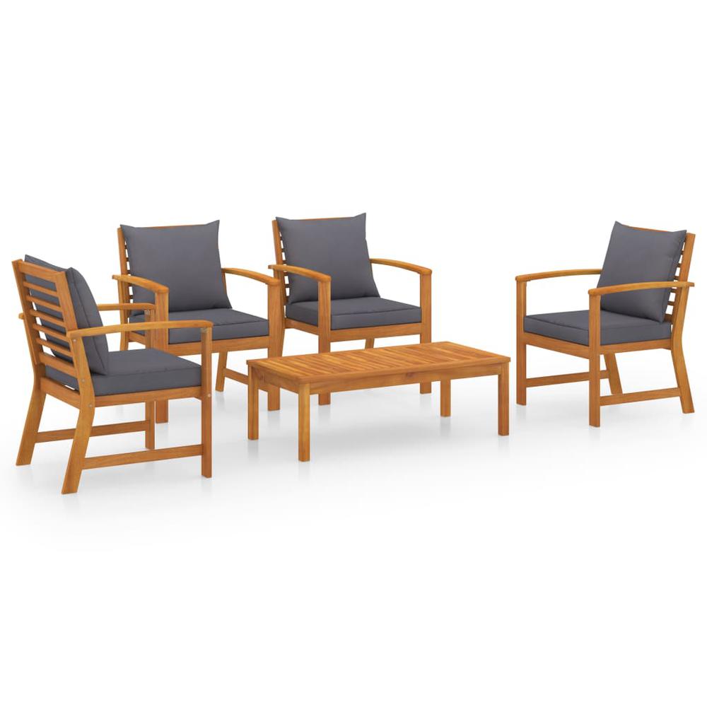 vidaXL 5 Piece Garden Lounge Set with Cushion Solid Acacia Wood 7791