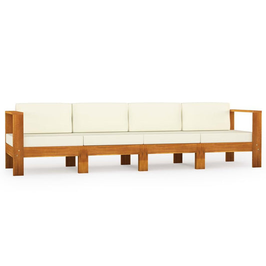 vidaXL 4-Seater Garden Sofa with Cream White Cushions Solid Acacia Wood 7928