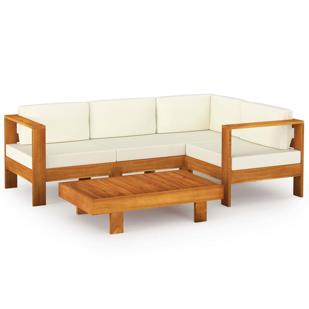 vidaXL 5 Piece Garden Lounge Set with Cream White Cushions Acacia Wood 7932