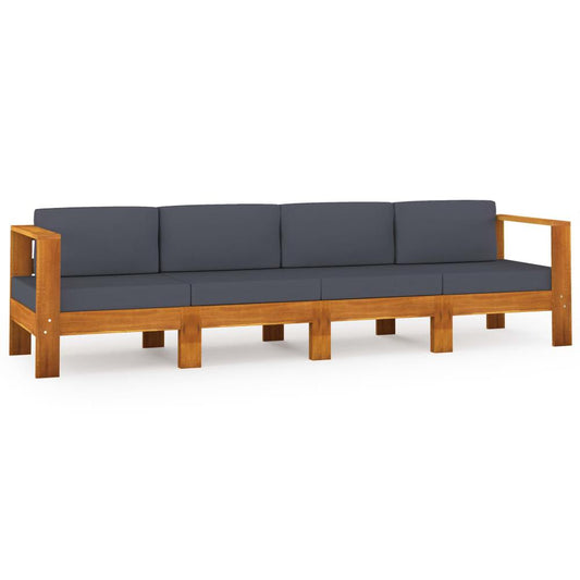 vidaXL 4-Seater Garden Sofa with Dark Gray Cushions Acacia Wood 7947