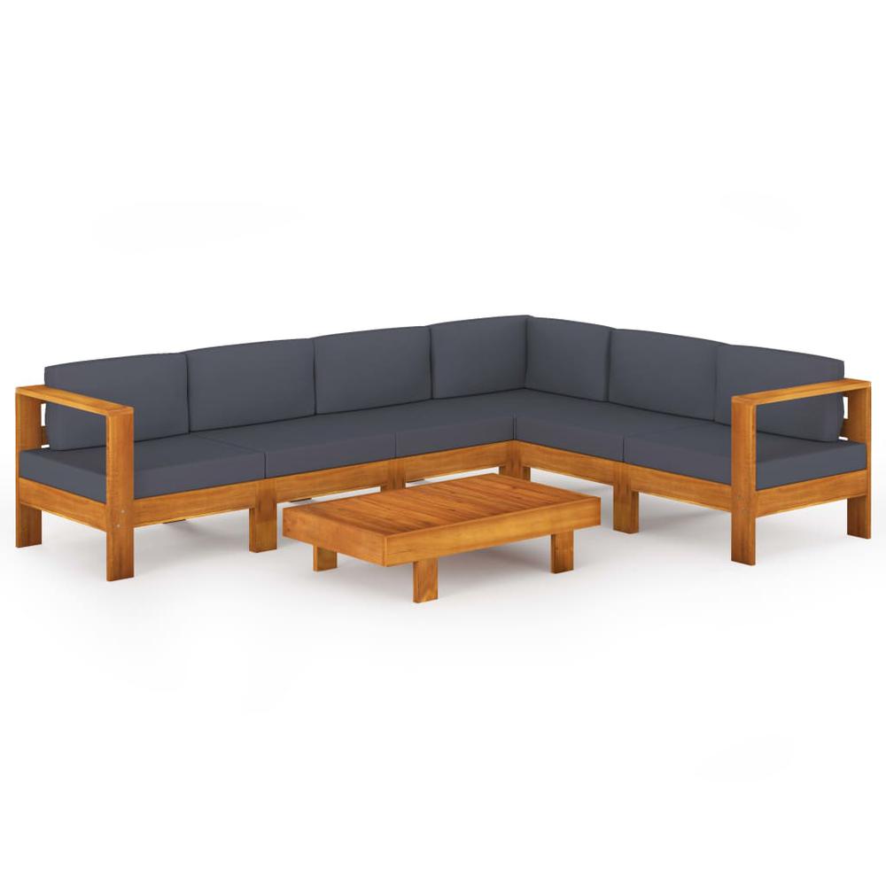 vidaXL 7 Piece Garden Lounge Set with Dark Gray Cushions Acacia Wood 7956