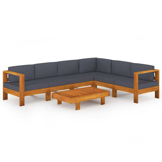 vidaXL 7 Piece Garden Lounge Set with Dark Gray Cushions Acacia Wood 7956