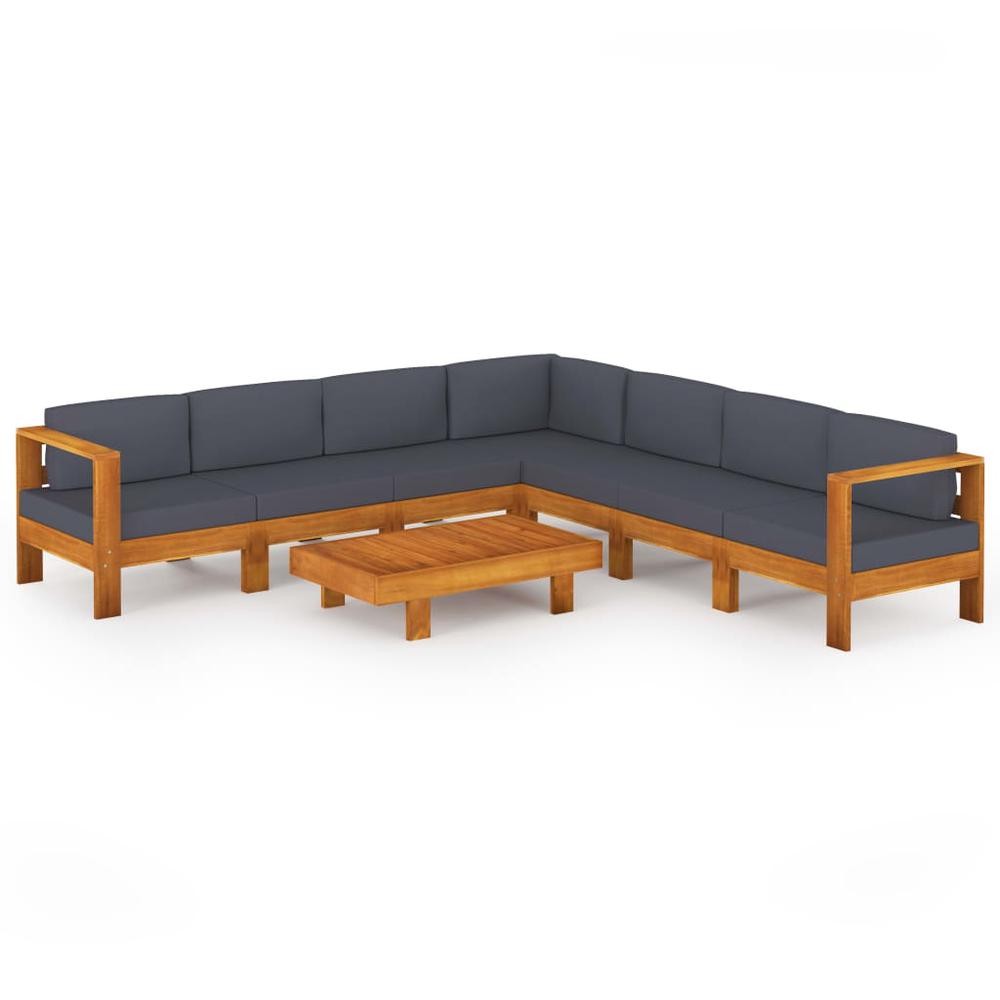 vidaXL 8 Piece Garden Lounge Set with Dark Gray Cushions Acacia Wood 7959