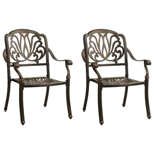 vidaXL Garden Chairs 2 pcs Cast Aluminum Bronze 5567