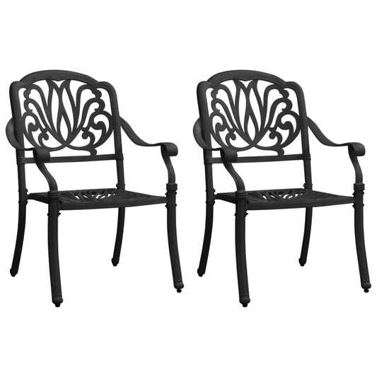 vidaXL Garden Chairs 2 pcs Cast Aluminum Black 5568