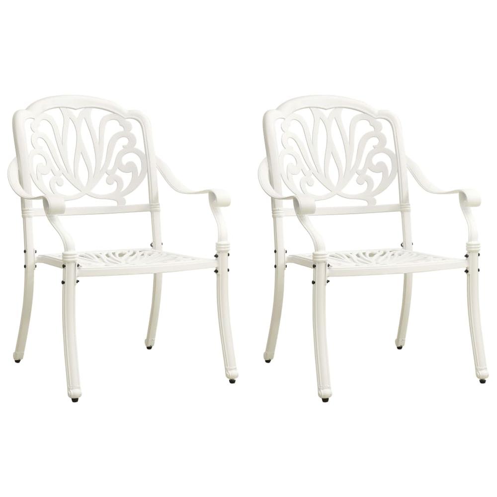 vidaXL Garden Chairs 2 pcs Cast Aluminum White 5569