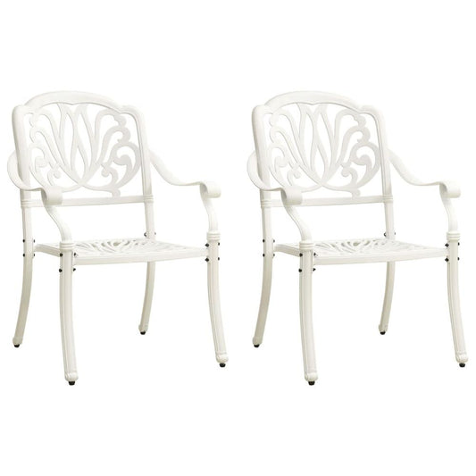 vidaXL Garden Chairs 2 pcs Cast Aluminum White 5569