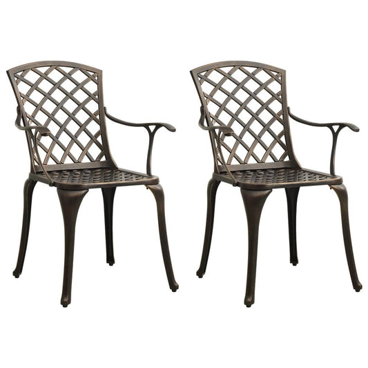 vidaXL Garden Chairs 2 pcs Cast Aluminum Bronze 5570