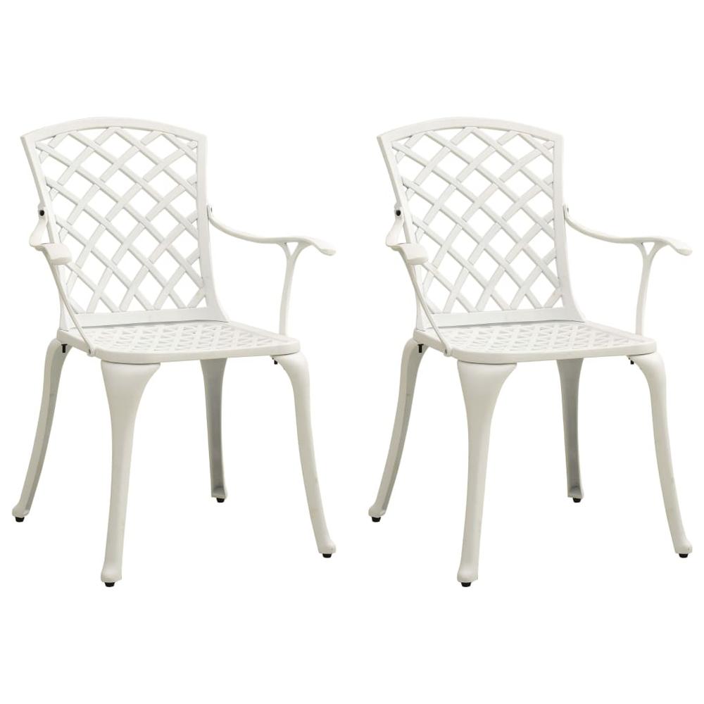 vidaXL Garden Chairs 2 pcs Cast Aluminum White 5574