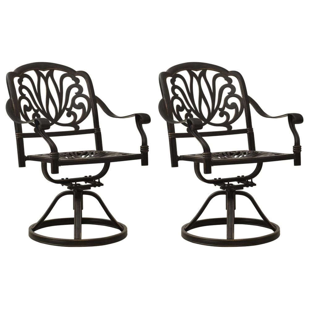 vidaXL Swivel Garden Chairs 2 pcs Cast Aluminum Bronze 5576