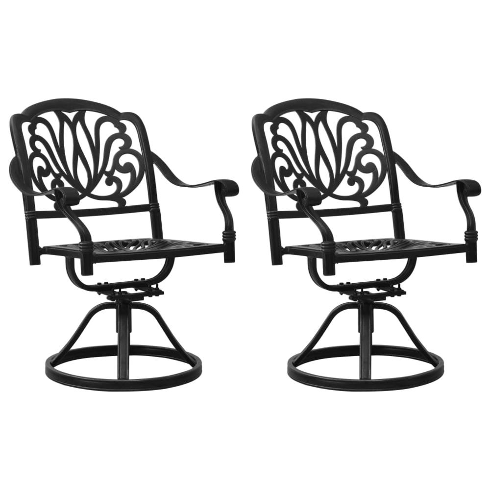 vidaXL Swivel Garden Chairs 2 pcs Cast Aluminum Black 5577