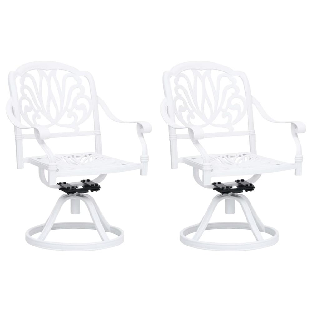 vidaXL Swivel Garden Chairs 2 pcs Cast Aluminum White 5578