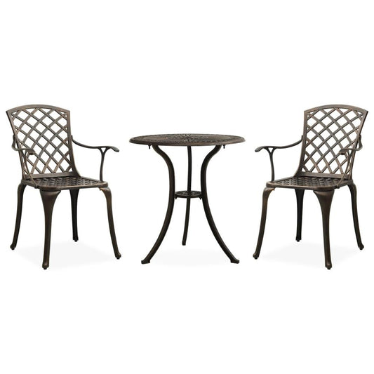 vidaXL 3 Piece Bistro Set Cast Aluminum Bronze 5591