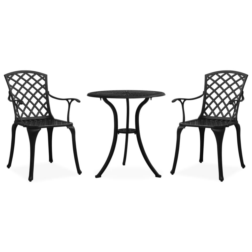 vidaXL 3 Piece Bistro Set Cast Aluminum Black 5592