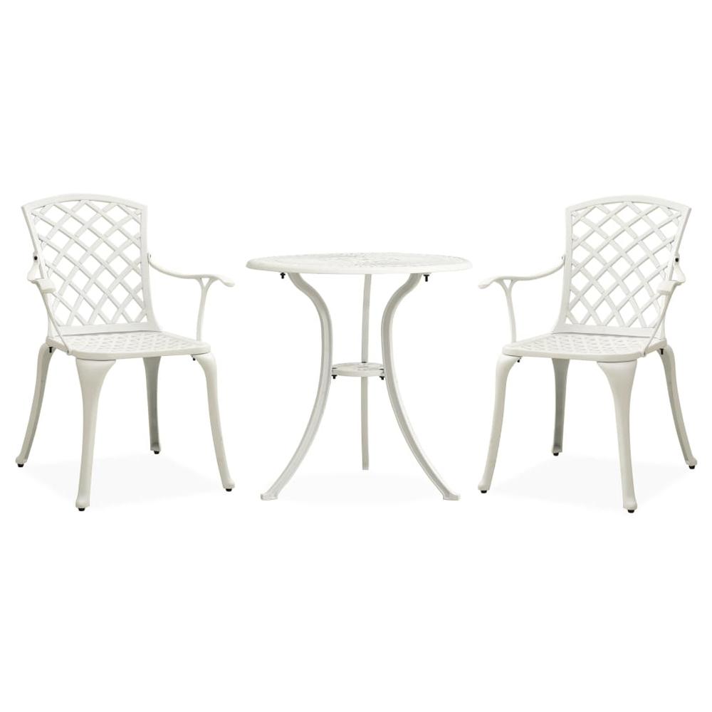 vidaXL 3 Piece Bistro Set Cast Aluminum White 5593