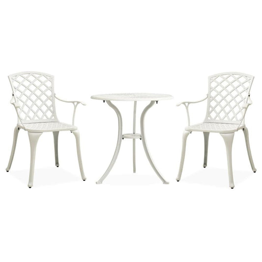 vidaXL 3 Piece Bistro Set Cast Aluminum White 5593