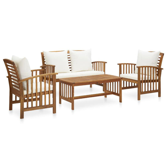 vidaXL 4 Piece Garden Lounge Set with Cushions Solid Acacia Wood, 3057975