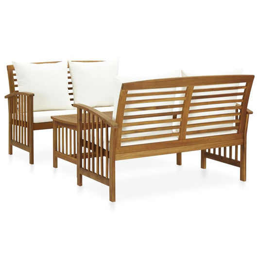 vidaXL 3 Piece Garden Lounge Set with Cushions Solid Acacia Wood, 3057976