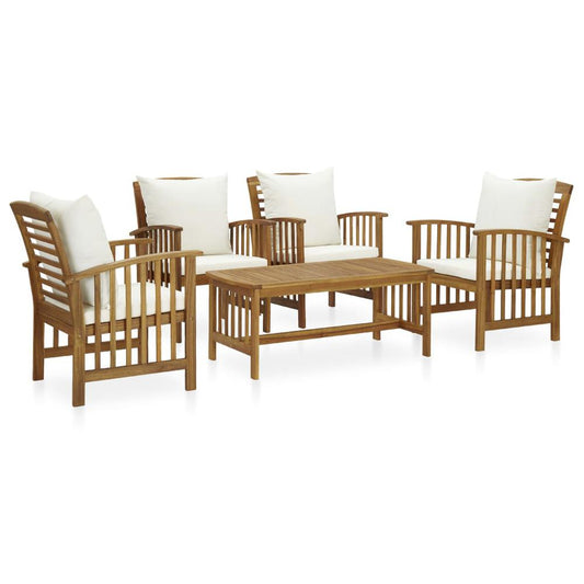 vidaXL 5 Piece Garden Lounge Set with Cushions Solid Acacia Wood, 3057978