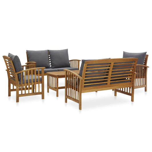 vidaXL 5 Piece Garden Lounge Set with Cushions Solid Acacia Wood, 3057981